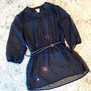 Sheer Black Mossimo Swiss Dot Blouse S